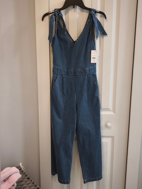 Chelsea & Violet Pants - Chelsea & Violet NWT Stripe Denim Jumpsuit With Tie Straps